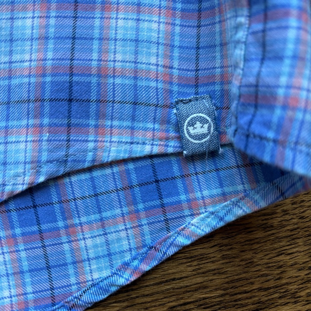 Peter Millar Blue Plaid Button Down Shirt | Men’s Large | Classic Fit - Picture 4 of 5